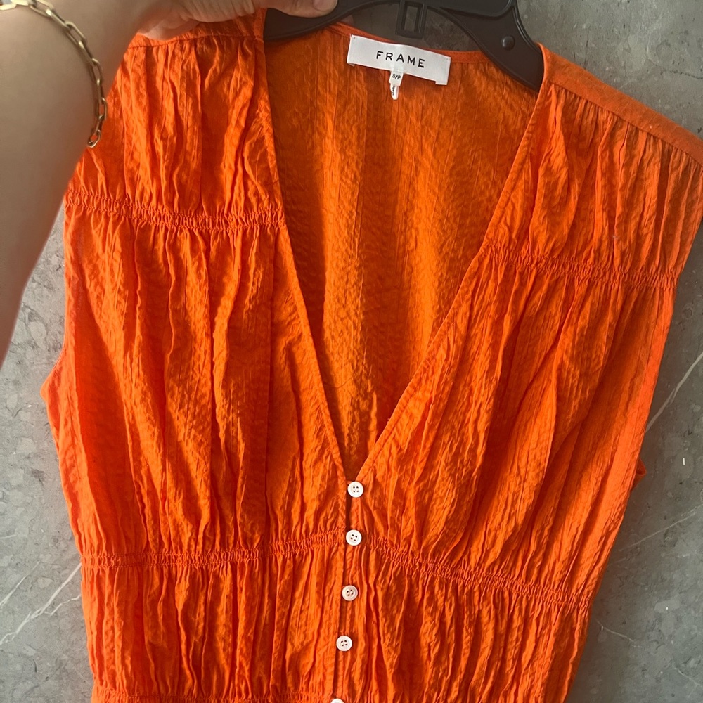 Frame rouched orange tank top